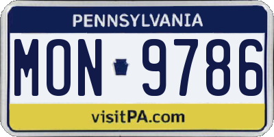 PA license plate MON9786