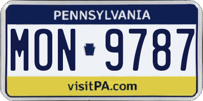 PA license plate MON9787