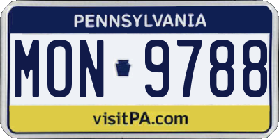 PA license plate MON9788