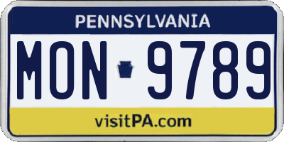 PA license plate MON9789