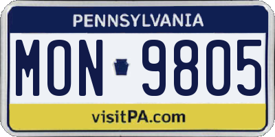 PA license plate MON9805