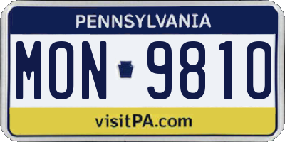 PA license plate MON9810