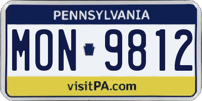 PA license plate MON9812