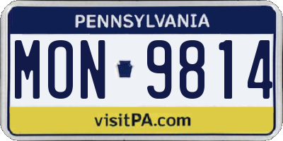 PA license plate MON9814