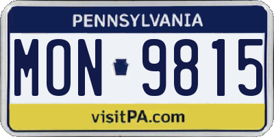 PA license plate MON9815