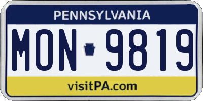PA license plate MON9819