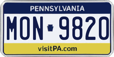 PA license plate MON9820