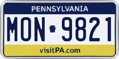 PA license plate MON9821