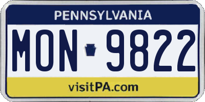 PA license plate MON9822