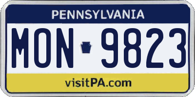 PA license plate MON9823
