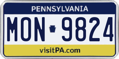 PA license plate MON9824