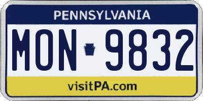 PA license plate MON9832