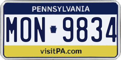 PA license plate MON9834