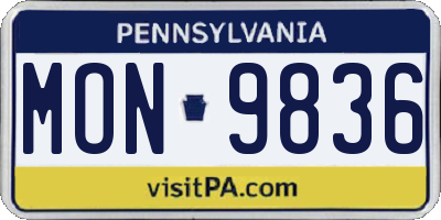 PA license plate MON9836