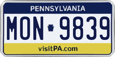 PA license plate MON9839