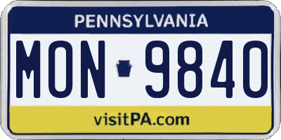 PA license plate MON9840
