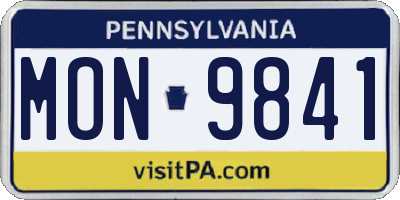 PA license plate MON9841