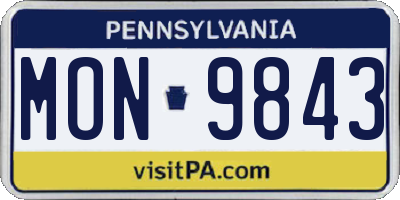 PA license plate MON9843