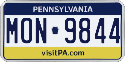 PA license plate MON9844