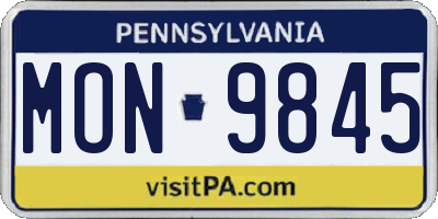 PA license plate MON9845