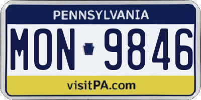 PA license plate MON9846