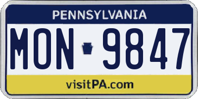 PA license plate MON9847