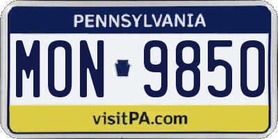 PA license plate MON9850