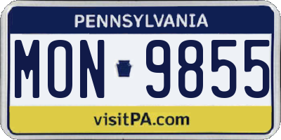 PA license plate MON9855