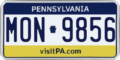 PA license plate MON9856