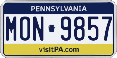 PA license plate MON9857