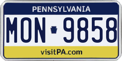 PA license plate MON9858