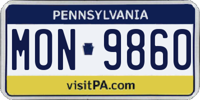 PA license plate MON9860