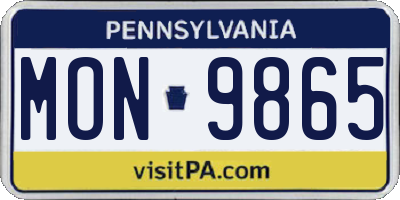 PA license plate MON9865