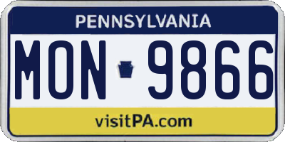 PA license plate MON9866