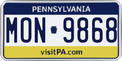 PA license plate MON9868
