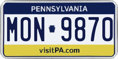 PA license plate MON9870