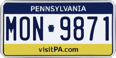 PA license plate MON9871