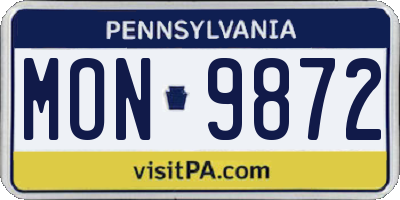 PA license plate MON9872
