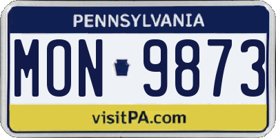 PA license plate MON9873
