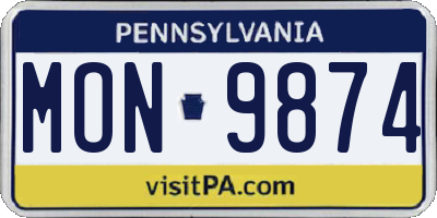 PA license plate MON9874