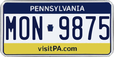 PA license plate MON9875
