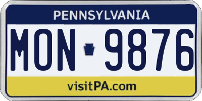 PA license plate MON9876