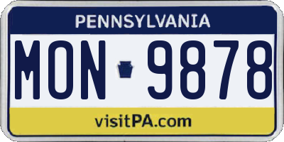 PA license plate MON9878