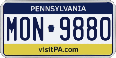 PA license plate MON9880