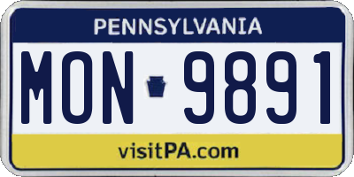 PA license plate MON9891