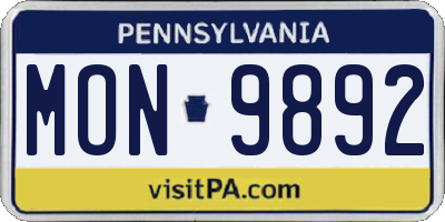 PA license plate MON9892