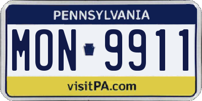 PA license plate MON9911