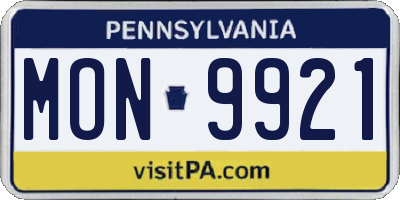 PA license plate MON9921