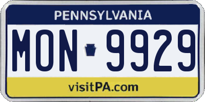 PA license plate MON9929