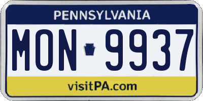 PA license plate MON9937